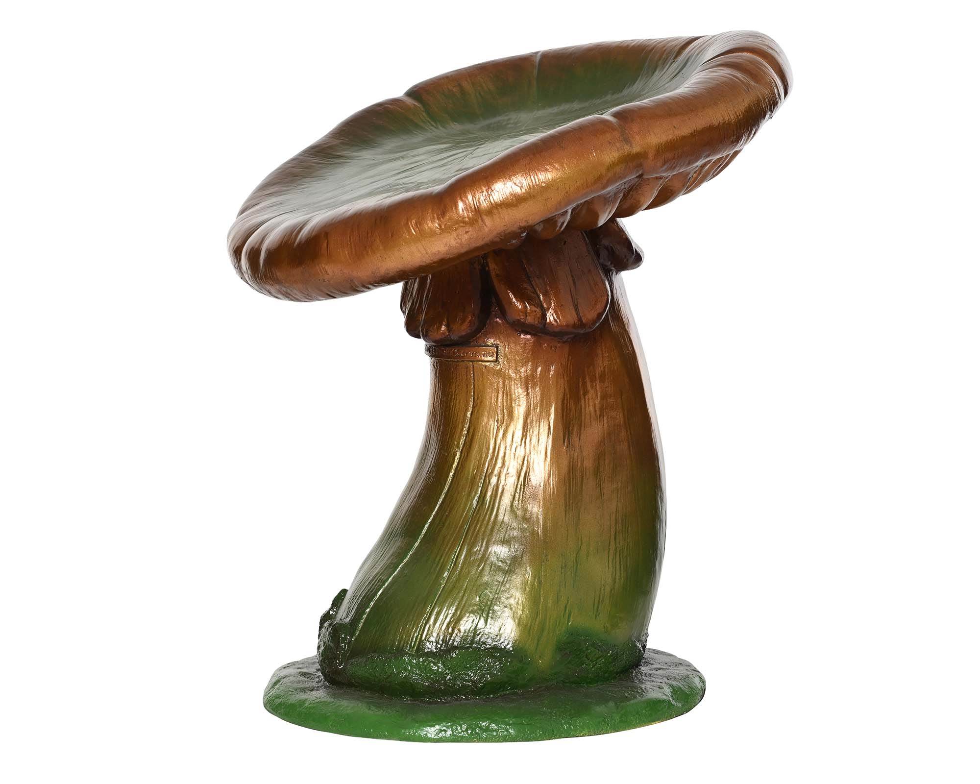 Decorazione Fungo Verde Oro 46x46x54cm in Polifibra