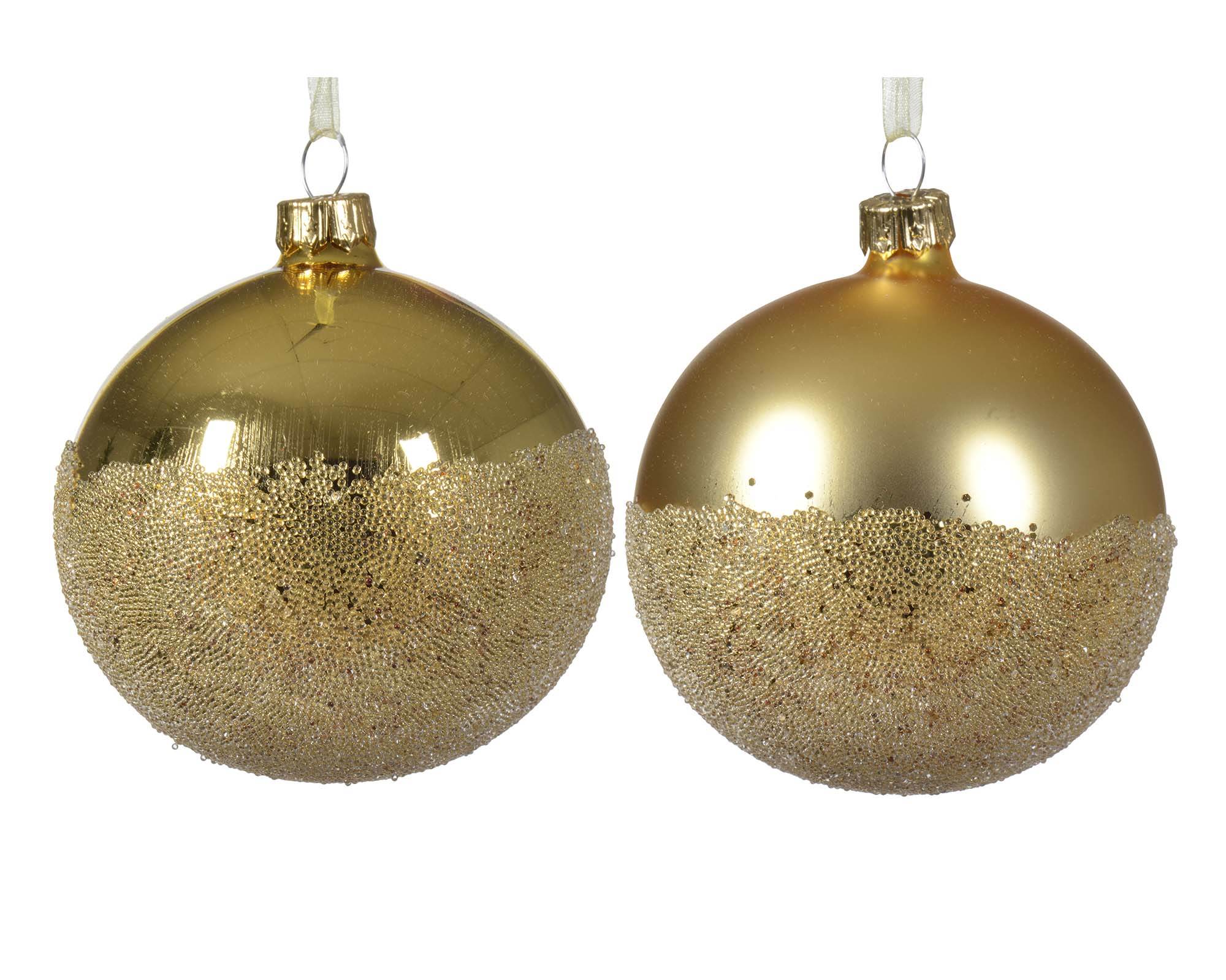 Decorazione Sfera Oro con Perline Assortito D8CM in Vetro