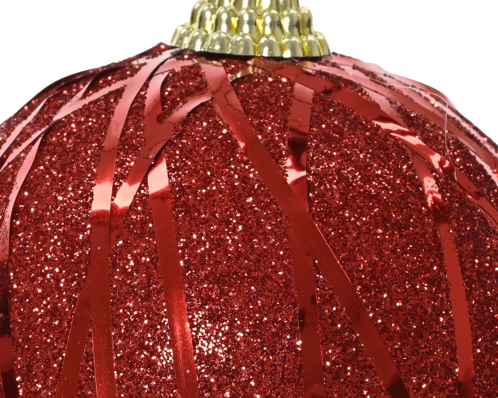 Decorazione Sfera con Glitter Rosso D8CM in Schiuma - immagine 2