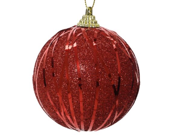 Decorazione Sfera con Glitter Rosso D8CM in Schiuma