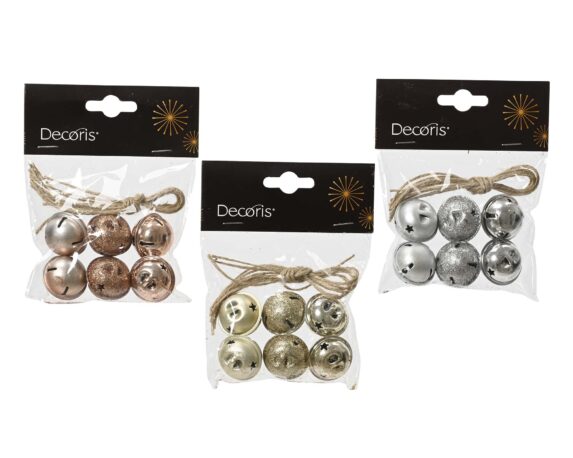 Set 6 Pz Decorazione Campanelline Assortite 2,5h in Ferro