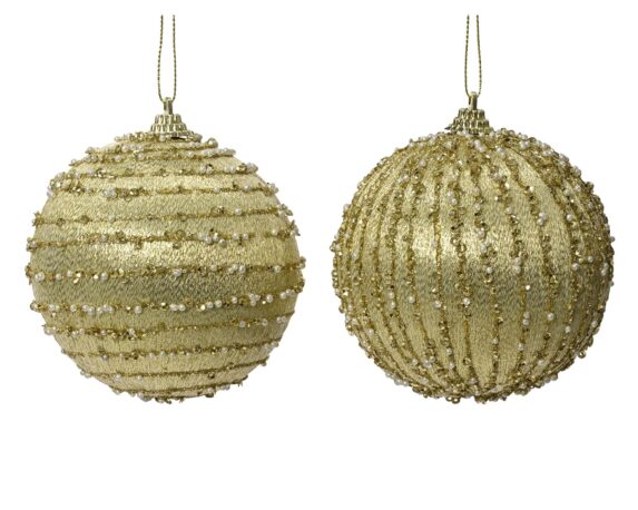 Decorazione Sfera Monocolore Oro con Glitter D10CM