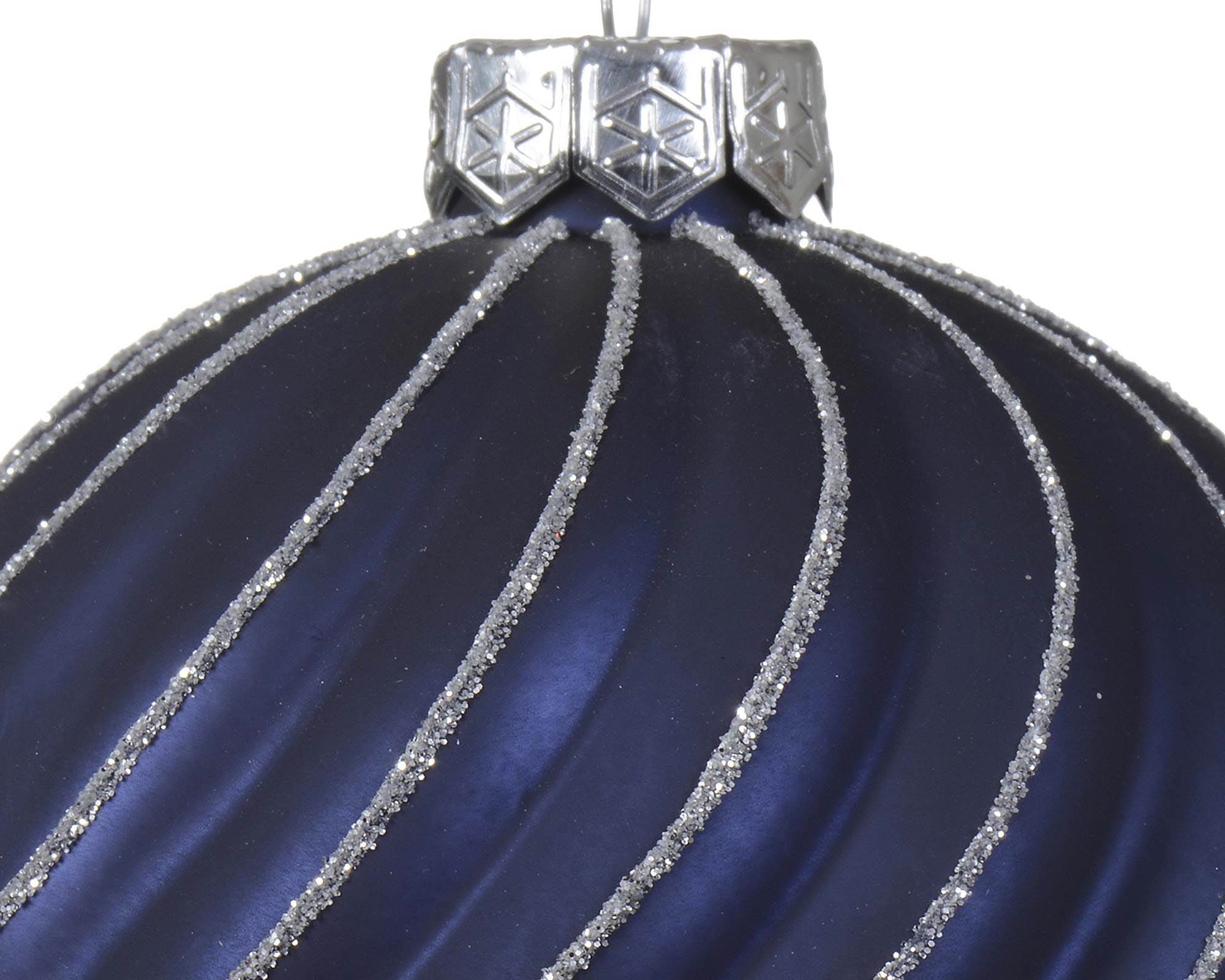 Decorazione Sfera Blu con Glitter Assortito D10CM in Vetro - immagine 2