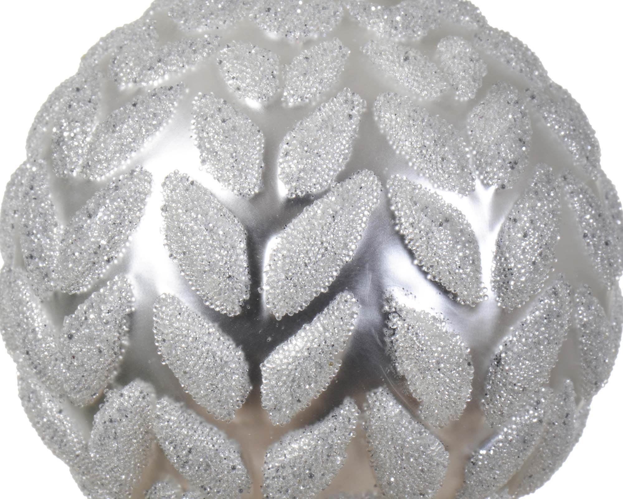 Decorazione Sfera Argento e Bianco con Glitter Assortito D8CM in Vetro - immagine 2