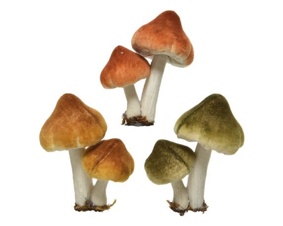 Decorazione Funghi Vellutati Assortiti 9h in Polietilene