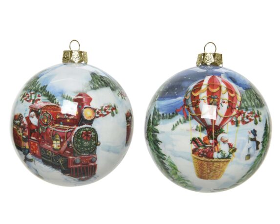 Decorazione Sfera Babbo Natale Glitter Assortito D8CM in Schiuma