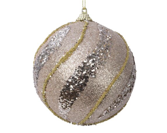 Decorazione Sfera Rosa con Glitter D10CM in Schiuma