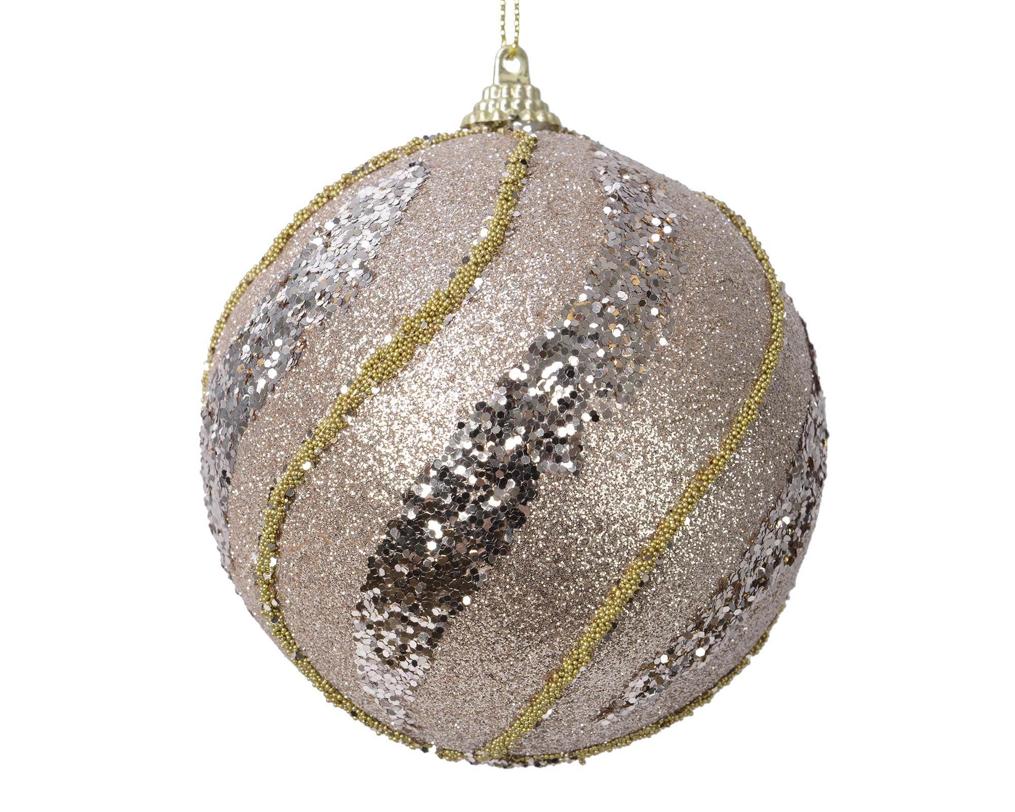 Decorazione Sfera Rosa con Glitter D10CM in Schiuma