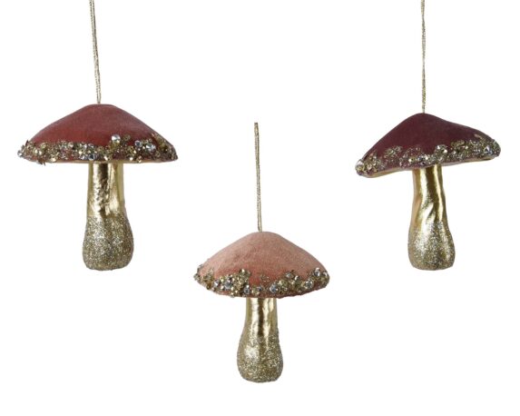 Decorazione da Appendere Fungo con Glitter Assortito 12h in Poliestere