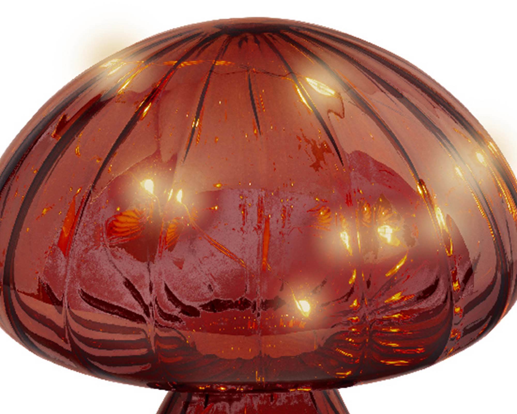 Decorazione Fungo Rosso con Microled 16,5h in Vetro - immagine 2