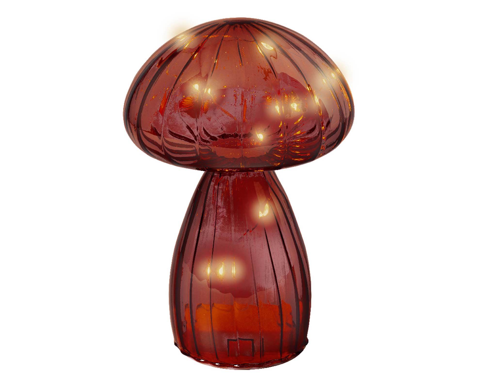 Decorazione Fungo Rosso con Microled 16,5h in Vetro