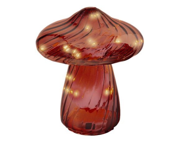 Decorazione Fungo Rosso con Microled 20h in Vetro