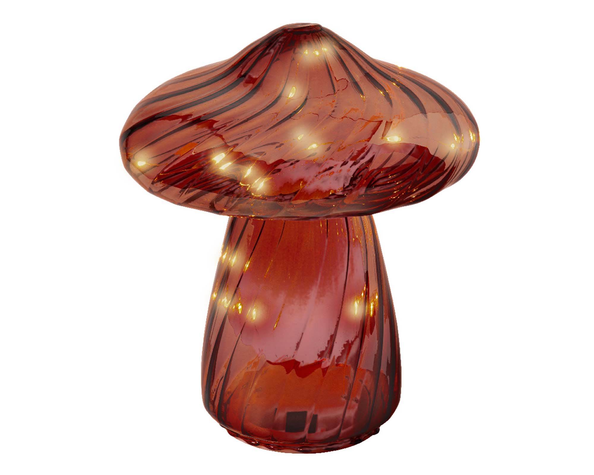 Decorazione Fungo Rosso con Microled 20h in Vetro