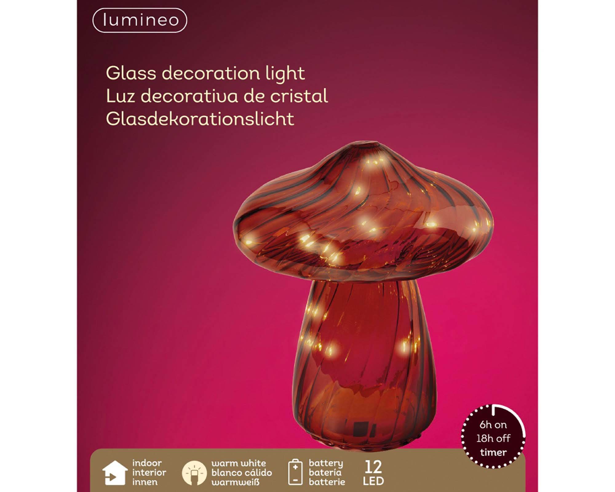 Decorazione Fungo Rosso con Microled 20h in Vetro - immagine 3