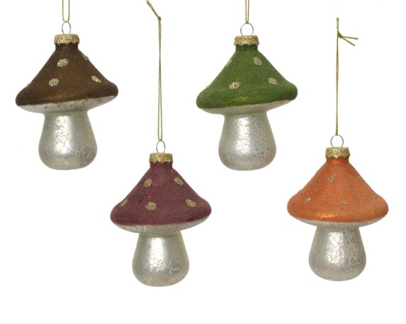 Decorazione da Appendere Fungo Assortito 8,5h in Vetro