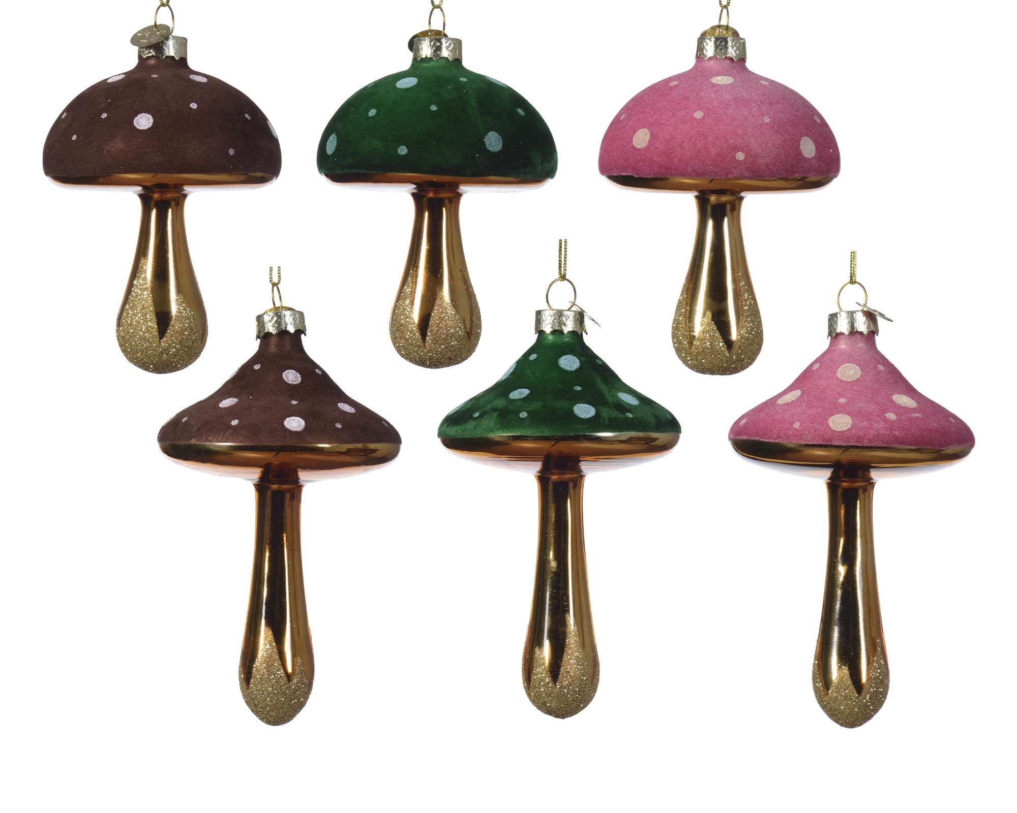 Decorazione da Appendere Fungo Assortito 9,5h in Vetro