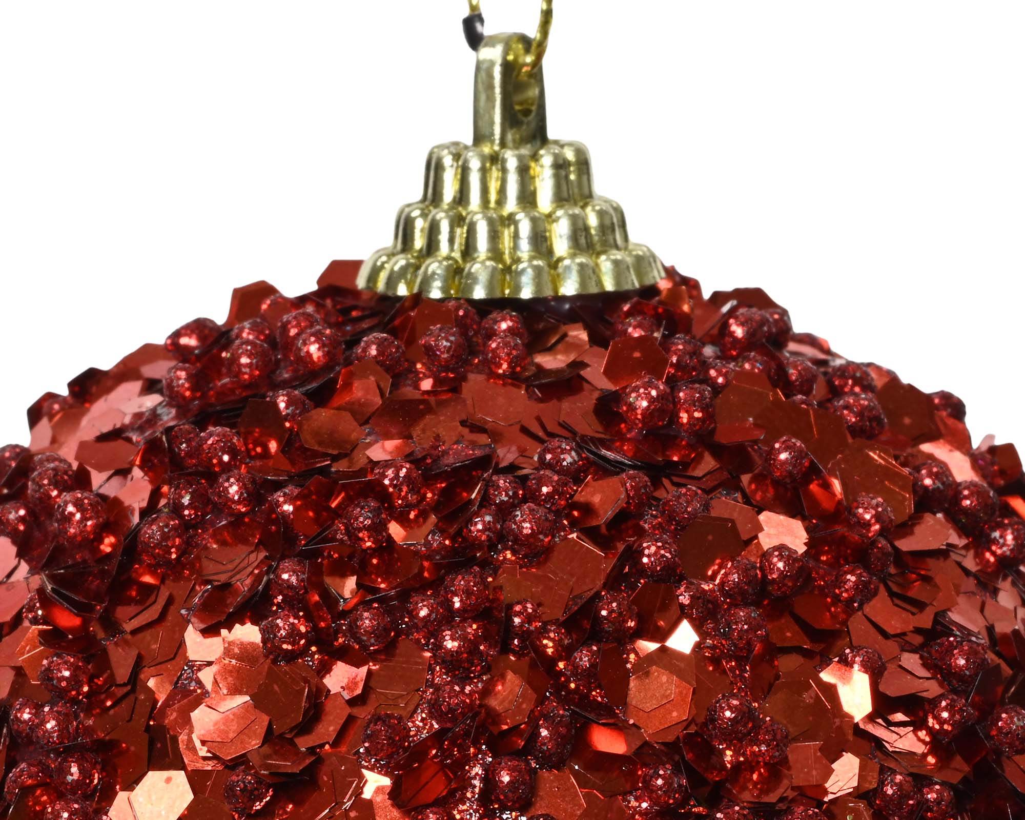 Decorazione Sfera Rosso con Glitter D8CM in Schiuma - immagine 2