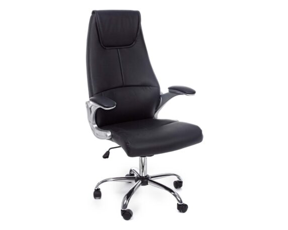 Poltrona Ufficio Camberra Nero in Acciaio e Similpelle – Bizzotto