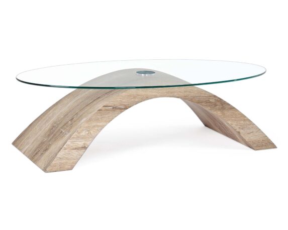Tavolino Kenya Ovale 110×60 In Vetro E MDF – Bizzotto