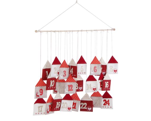 Decorazione Calendario Avvento Da Appendere Harry Casa Rosso 60×7 In Poliestere – Bizzotto