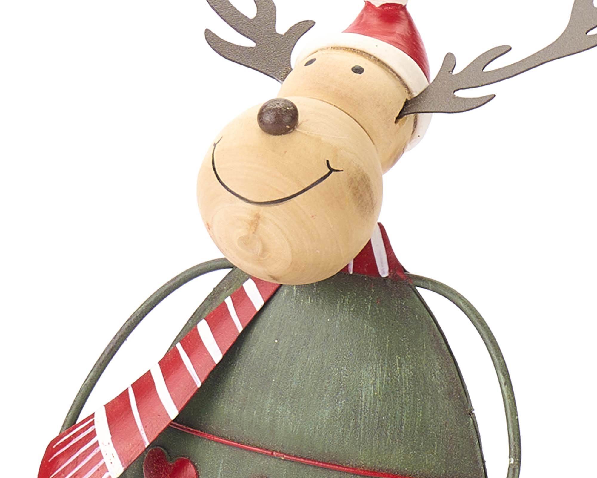 Decorazione Renna Natale Metallo Verde 23x10x6cm in Metallo - immagine 3