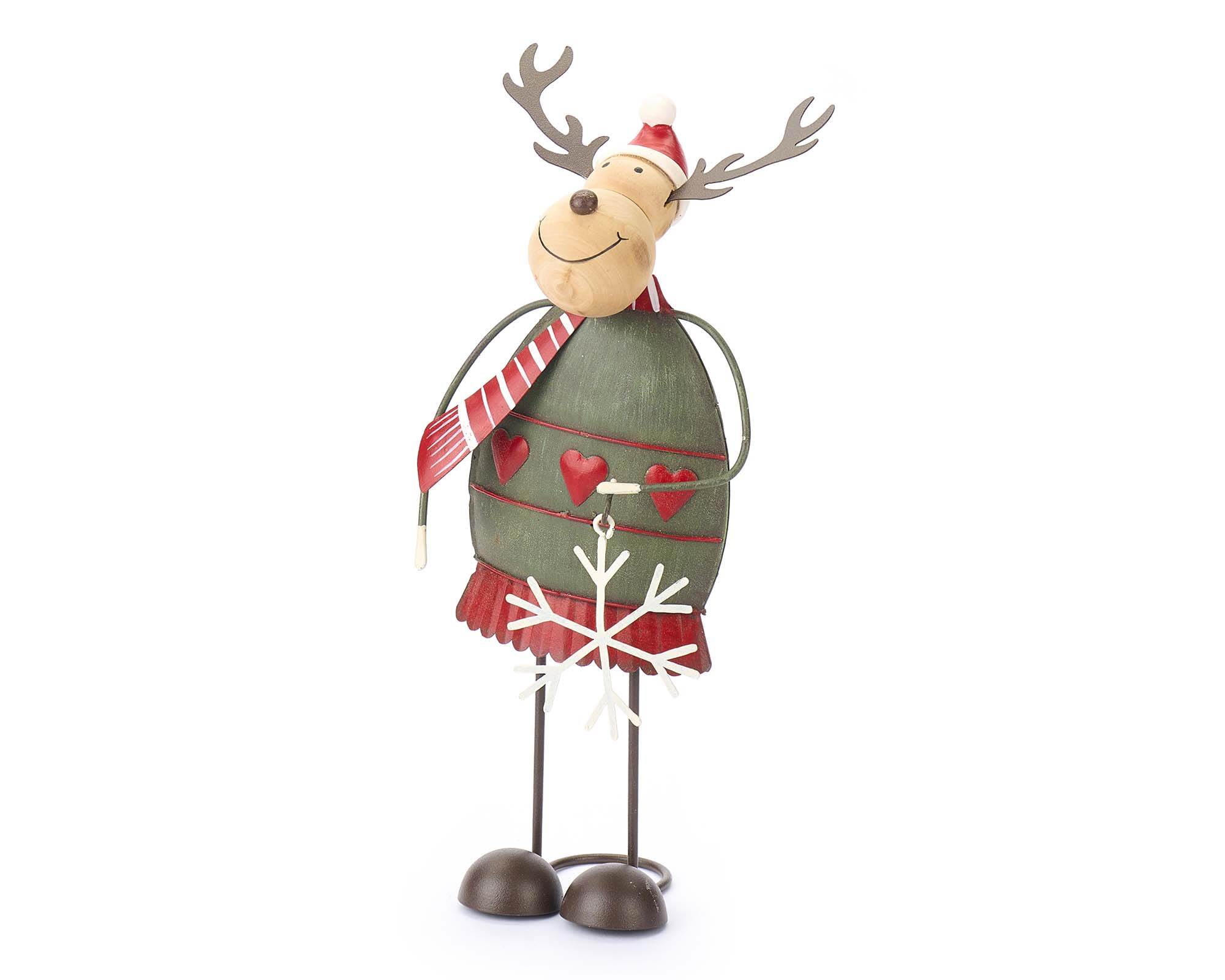 Decorazione Renna Natale Metallo Verde 23x10x6cm in Metallo