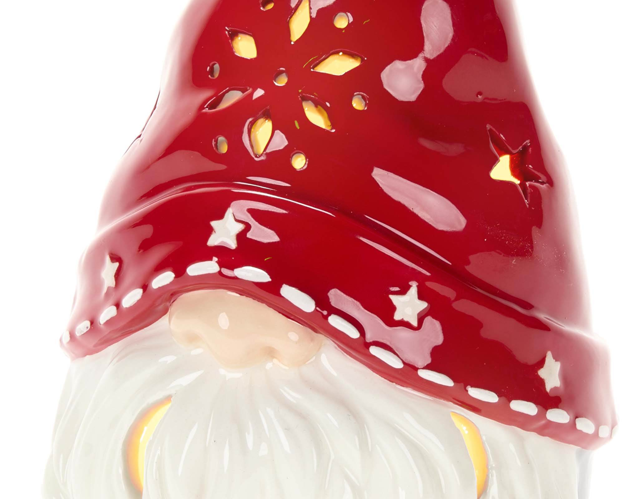 Decorazione Gnomi con LED 12,5x21cm in Ceramica - immagine 2