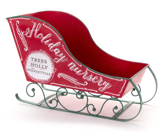 Decorazione Slitta Metallo Rosso 40x16x23cm in Metallo