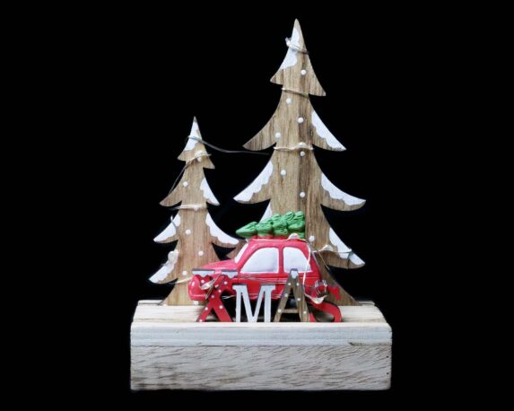 Decorazione Macchina con LED 11,5x6x16,5cm in Legno