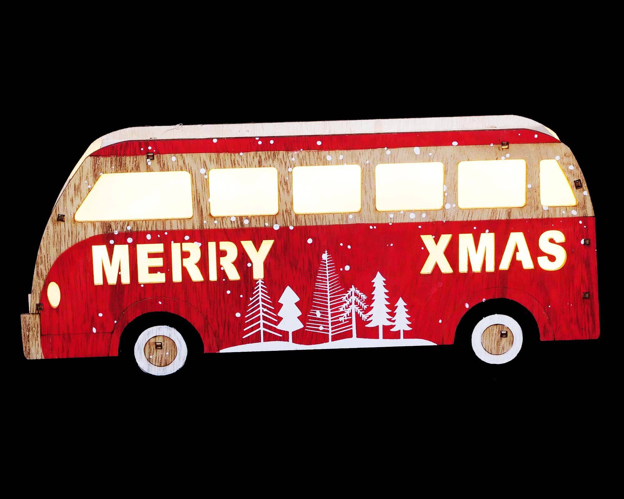 Decorazione Furgoncino con LED H13x20cm in Legno
