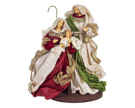 Decorazione Natività Sacra Famiglia Raphael Stand Color 41h In Resina E Canapa – Bizzotto
