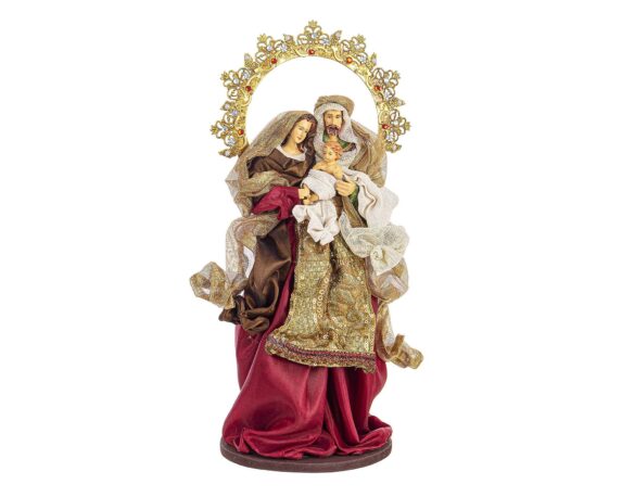 Decorazione Natività Sacra Famiglia Baroque Stand Rosso 38h In Resina E Canapa – Bizzotto