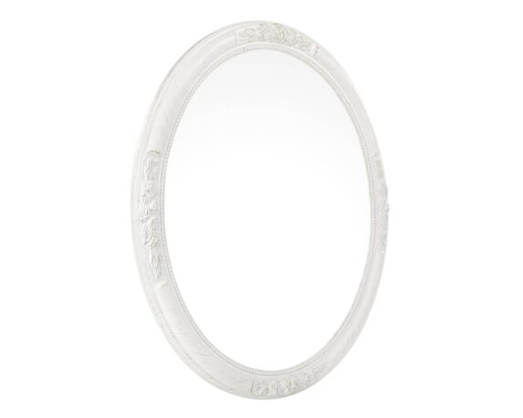 Specchio Miro Con Cornice Ovale Bianco 67×57 In Resina – Bizzotto