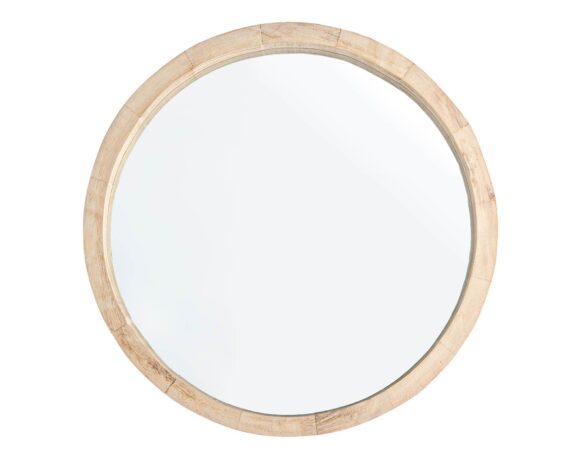 Specchio Con Cornice Tiziano Tondo Naturale D42 In Legno Di Paulonia E MDF – Bizzotto