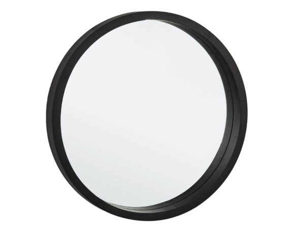Specchio Con Cornice Tiziano Tondo Nero D52 In Legno Di Paulonia E MDF – Bizzotto