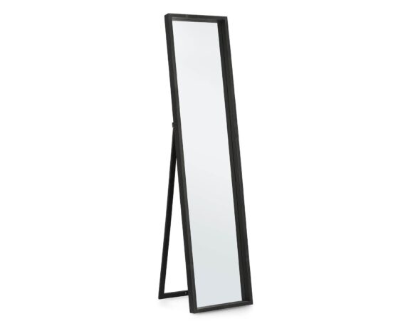Specchio Con Cornice E Sostegno Tiziano Rettangolare Nero 40×170 In Legno Di Paulonia E MDF – Bizzotto