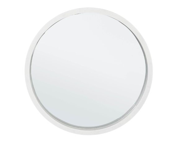 Specchio Con Cornice Tiziano Tondo Bianco D52 In Legno Di Paulonia E MDF – Bizzotto