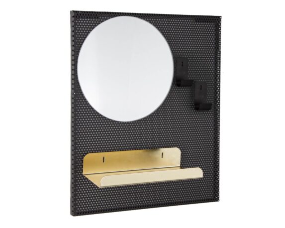 Specchio Con Mensola E 2 Ganci Metric S In Acciaio E Vetro – Bizzotto