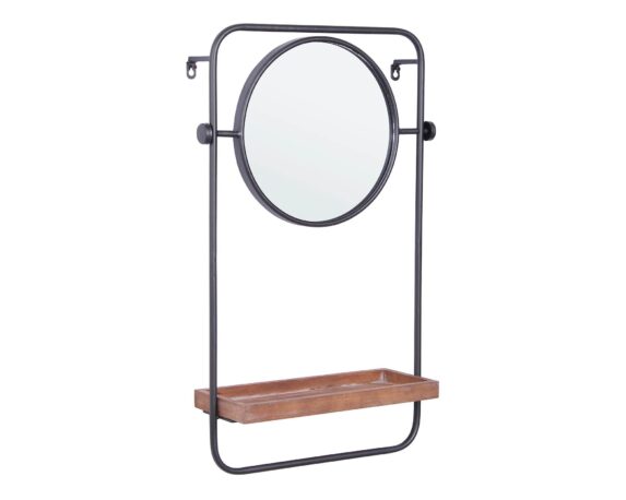 Specchio Reflector Con Mensola In Vetro E Acciaio – Bizzotto