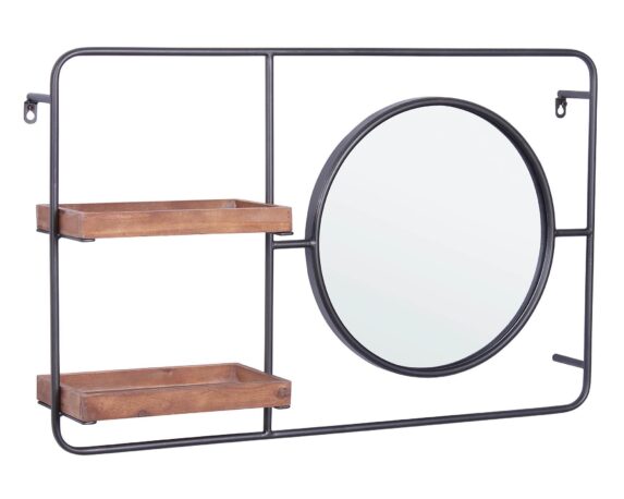 Specchio Reflector Con Mensole In Vetro E Acciaio – Bizzotto