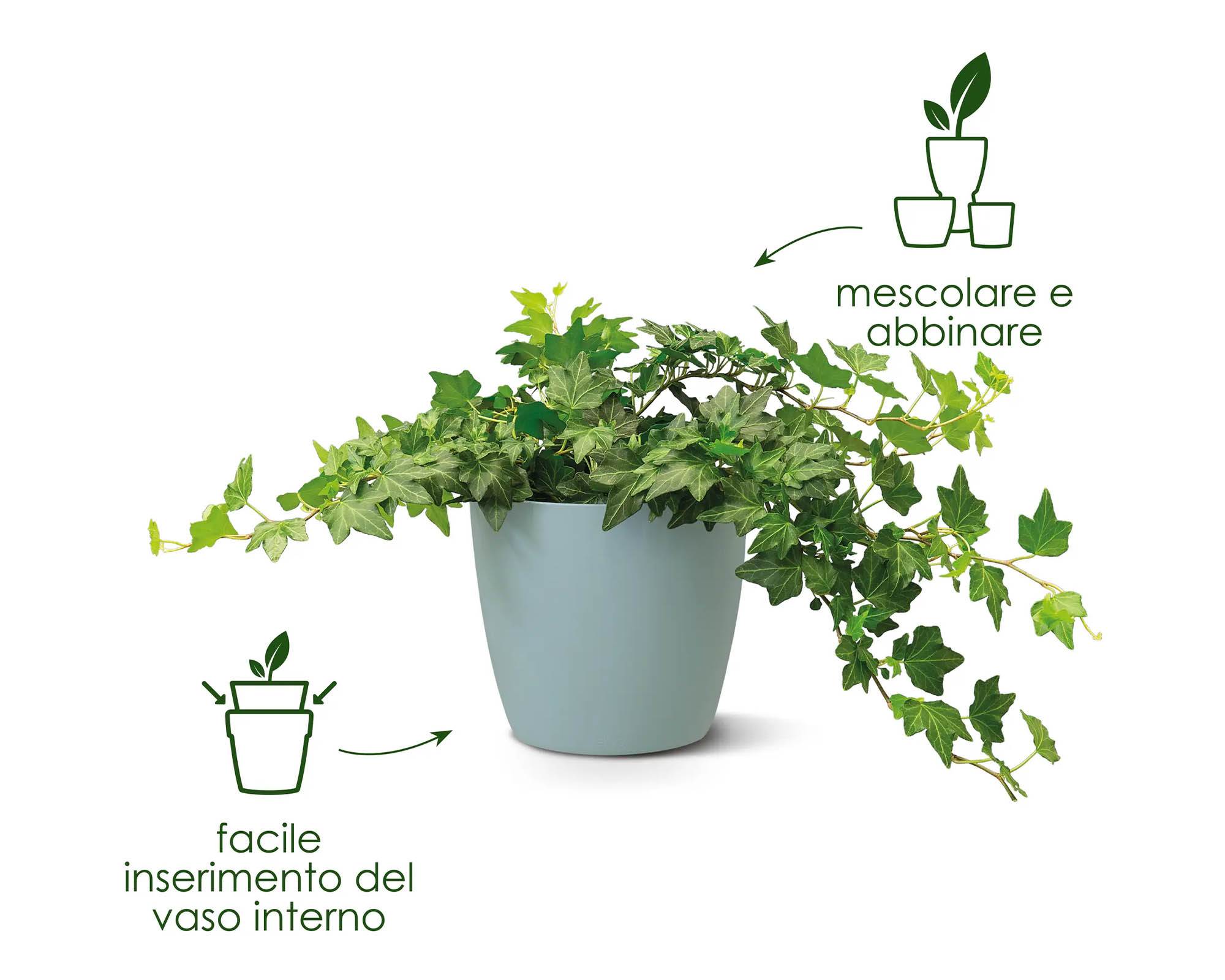 Cachepot Tondo Brussels Antracite 16cm in Plastica Riciclata - Elho - immagine 12