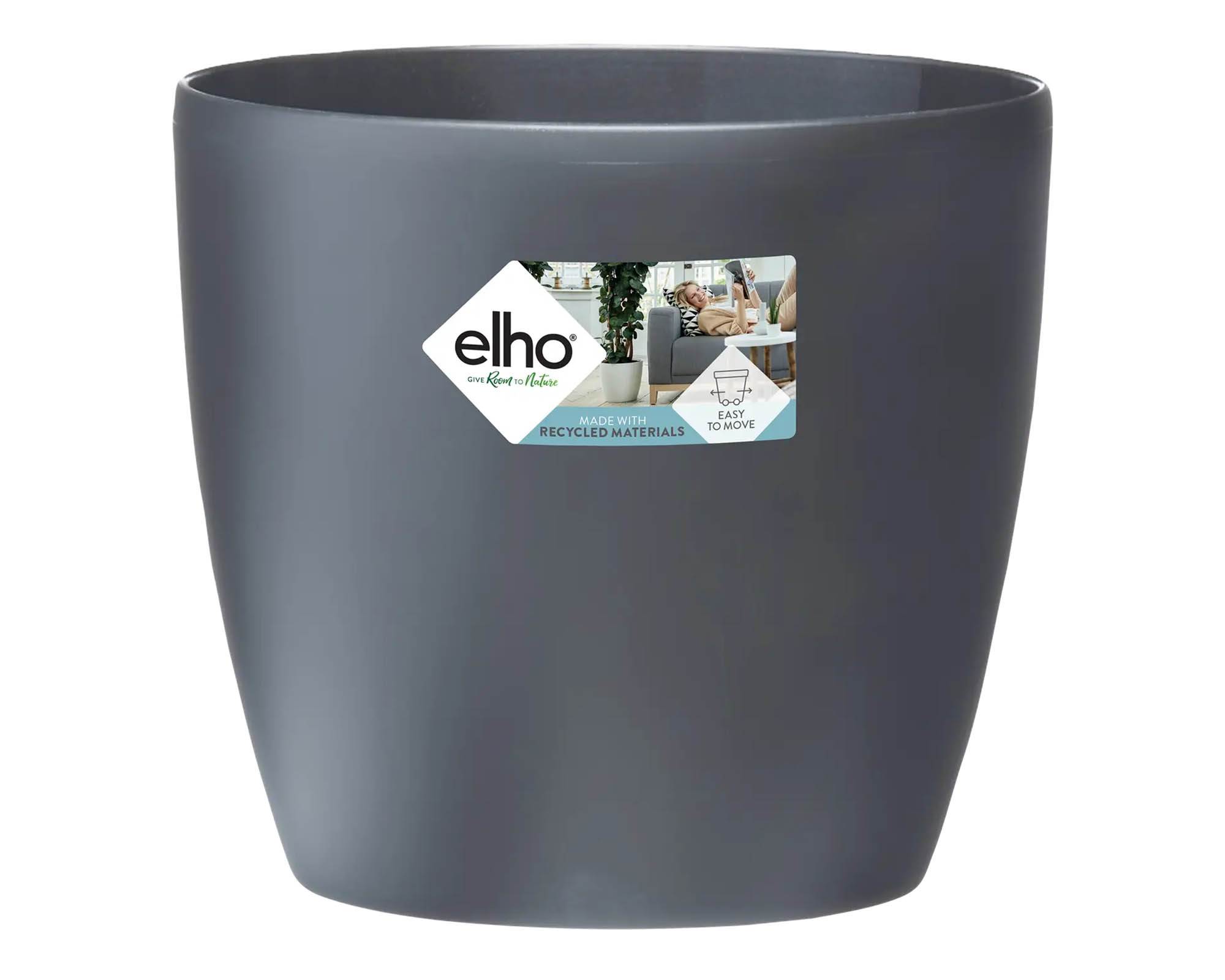 Cachepot Tondo Brussels con Ruote Antracite 47cm in Plastica Riciclata - Elho