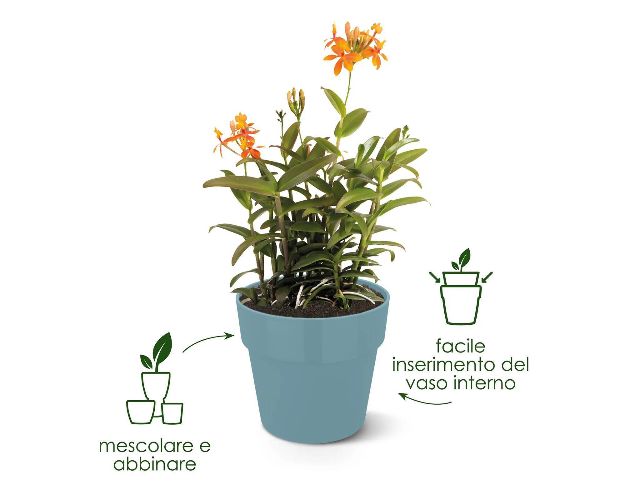 Cachepot B for Original Grigio Azzurro D14cm in Plastica Riciclata - Elho - immagine 6