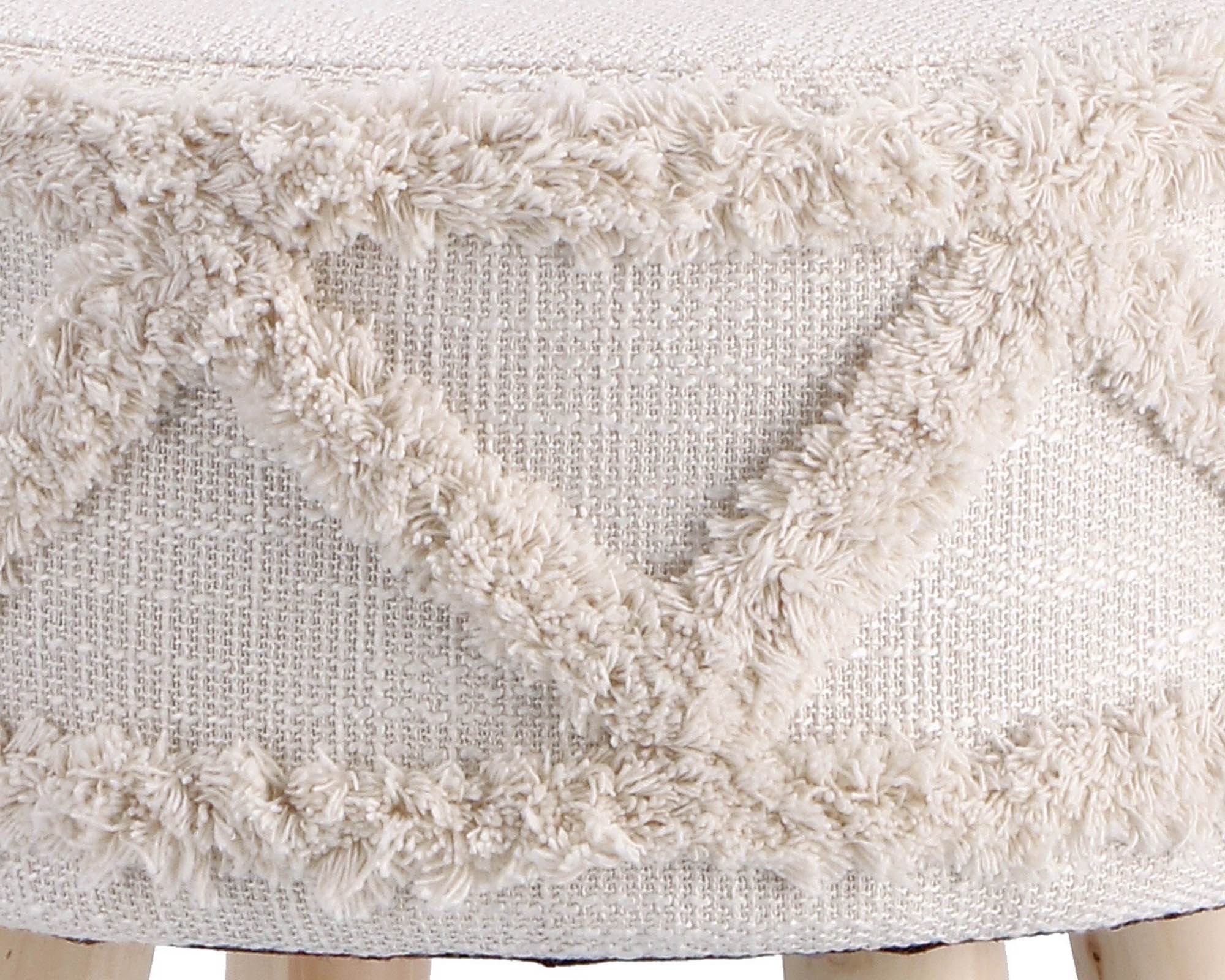 Pouf Hippie Bianco in Legno e Tessuto - immagine 2