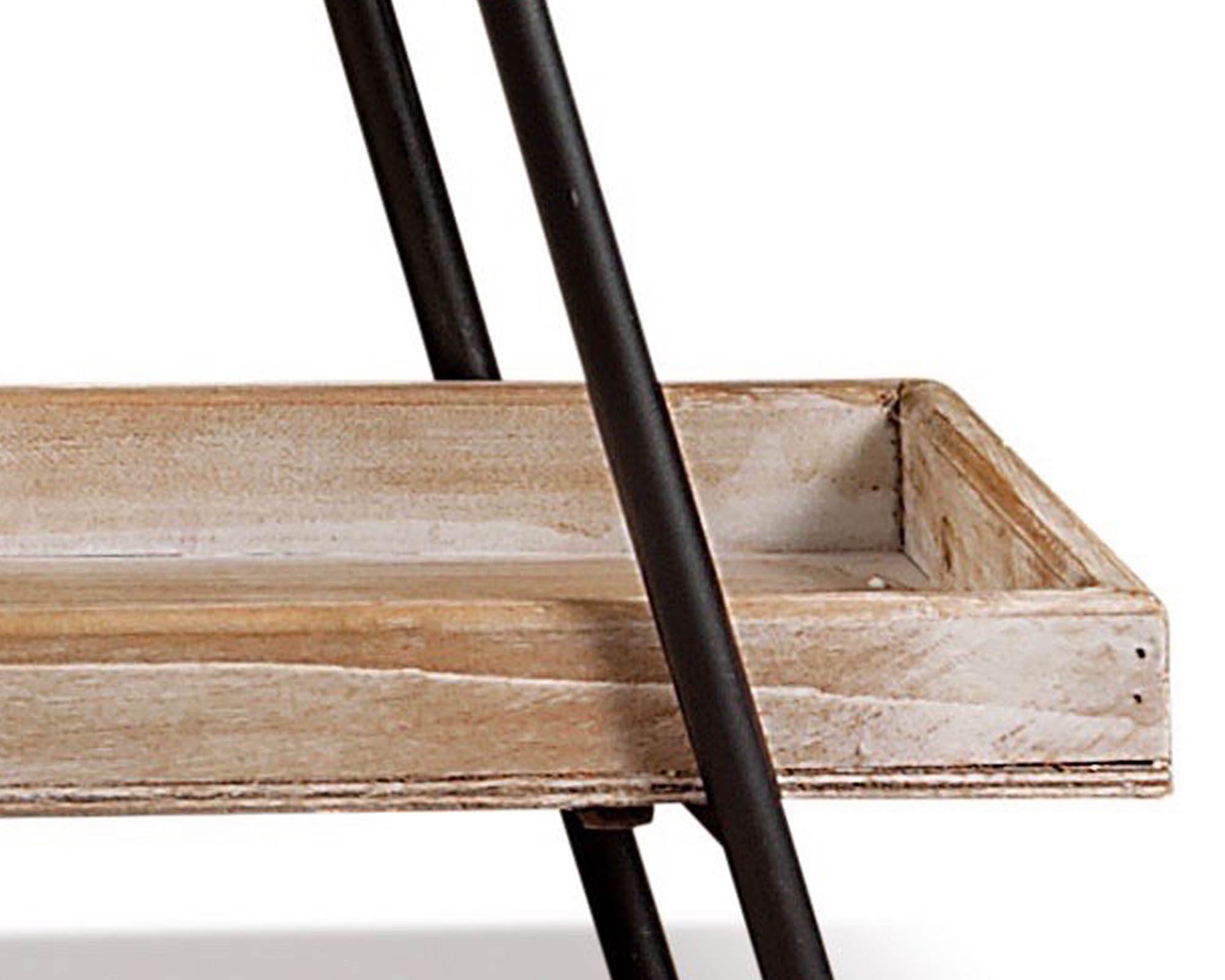 Mensola 4 Ripiani Nero 95x33x138h in Legno e Ferro - immagine 2