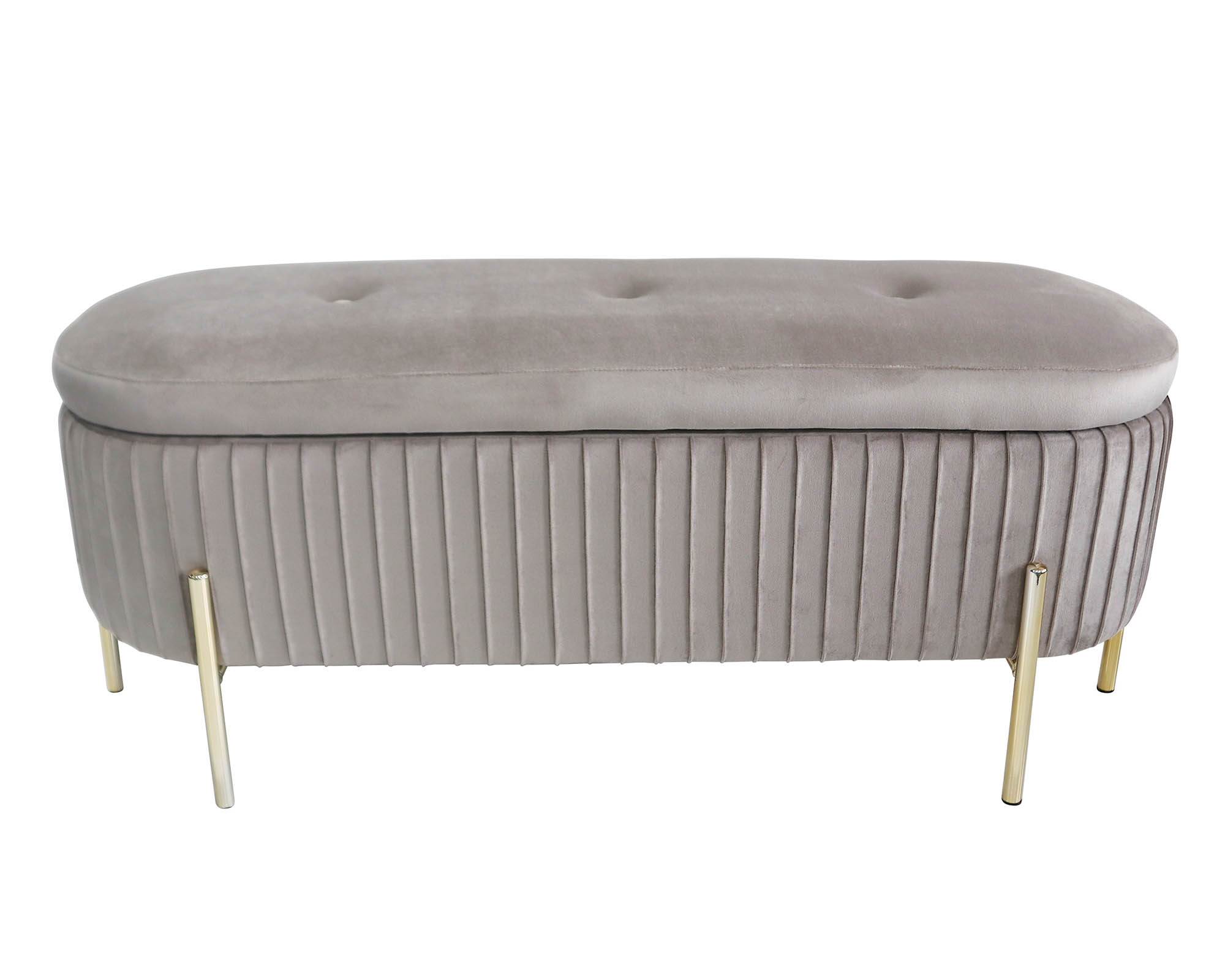 Panca Kirby Velluto Tortora in Poliestere