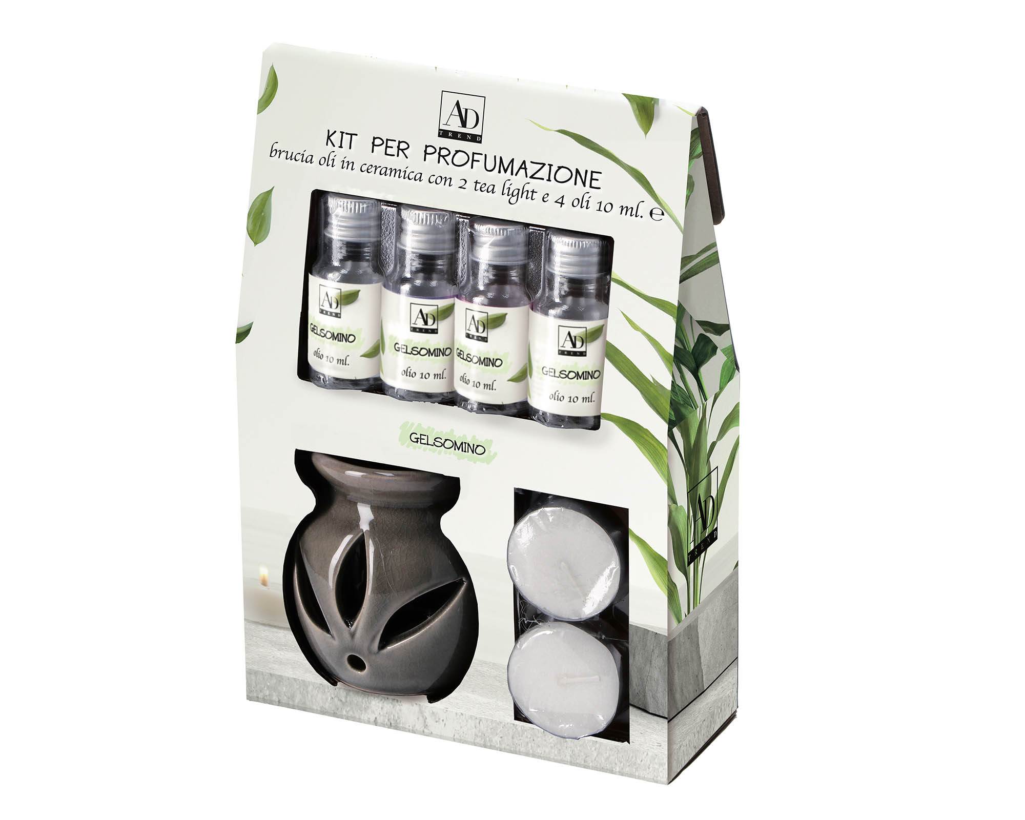 Kit Profumazione 2 Candele 4 Fialette da 10ML in Ceramica e Cera