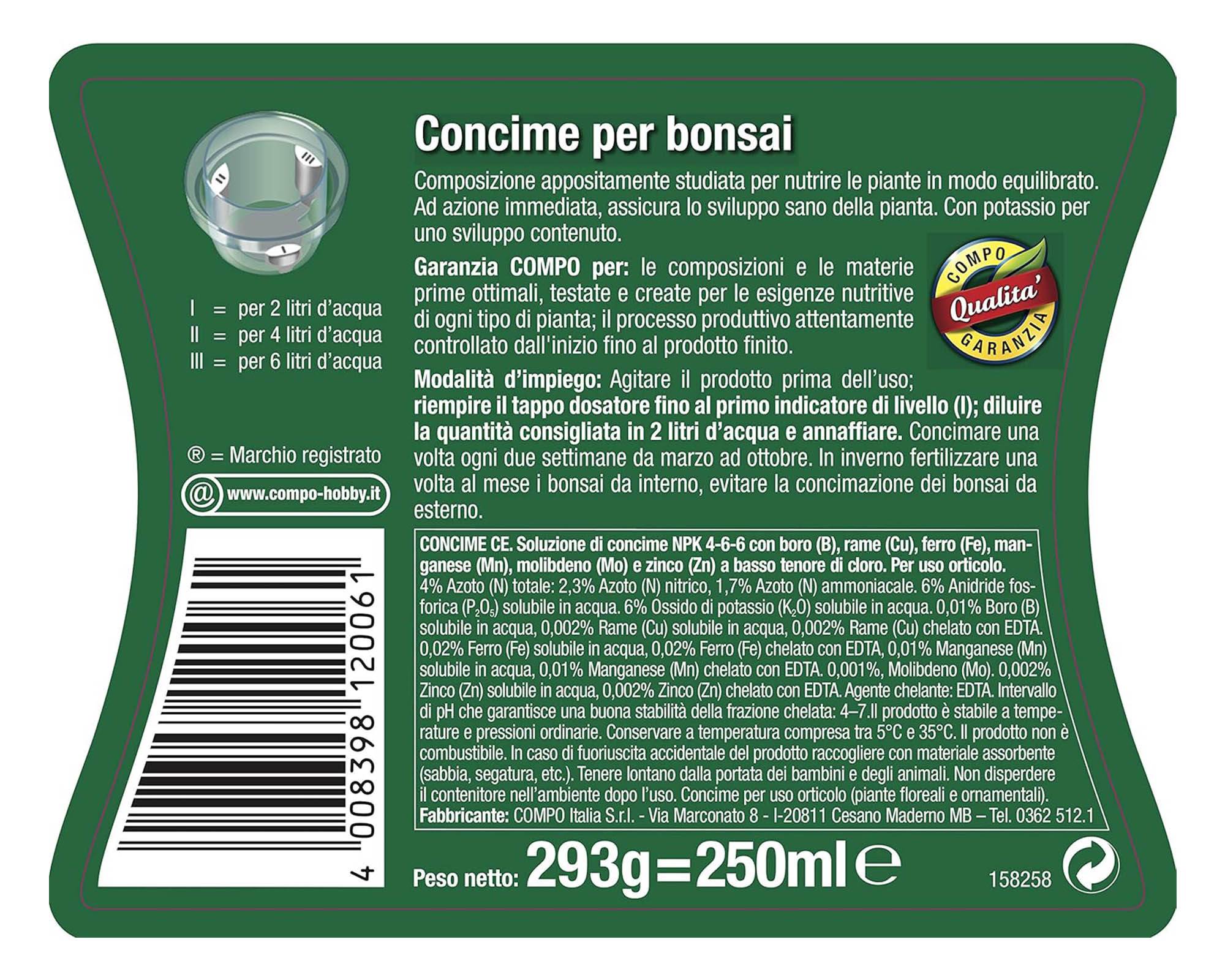 Concime Liquido Bonsai da 250 ml - Compo - immagine 5