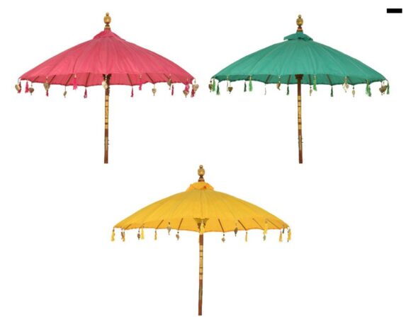 Ombrellone Etnico con Pendagli Assortito 200x230cm in Metallo e Cotone – Kaemingk