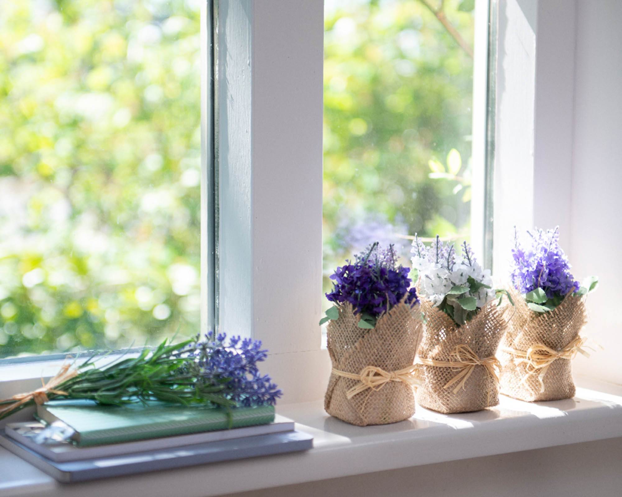 Lavanda Artificiale con Sacco in Plastica e Juta - Kaemingk - immagine 5